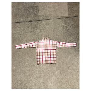 Tahari XS Plaid Knit Sweater Mock‎ Neck Red Brown Cream Classic Office Wear